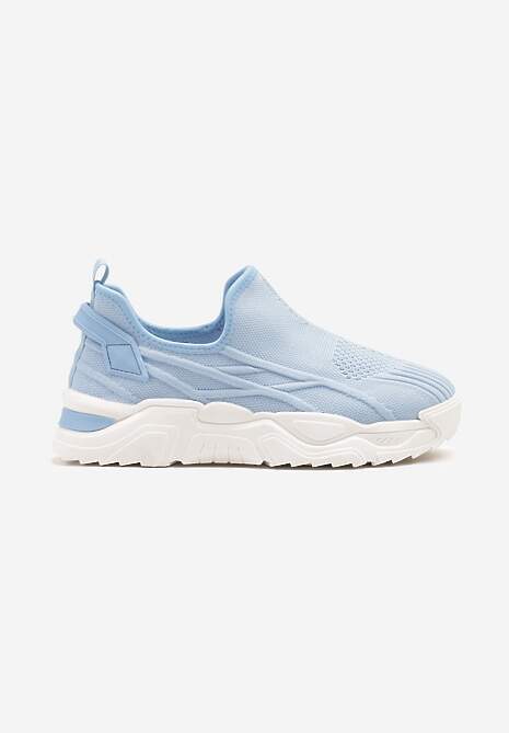 Jasnoniebieskie Siateczkowe Buty Sportowe Sneakersy Wsuwane Zdobione Tłoczeniami Nusadela 4