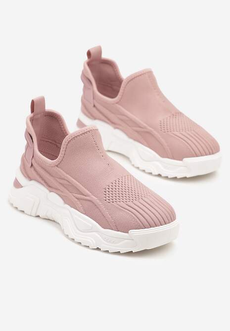 Różowe Siateczkowe Buty Sportowe Sneakersy Wsuwane Zdobione Tłoczeniami Nusadela 5