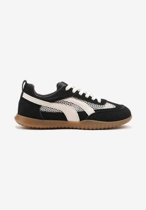 Czarne Sneakersy Tenisówki z Geometrycznym Motywem Amotheira 4