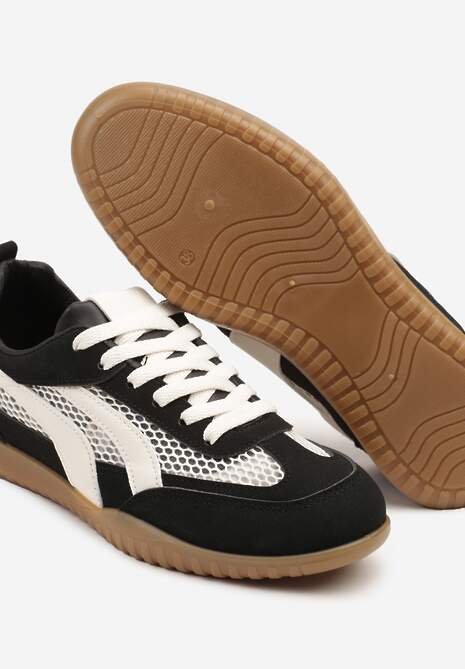 Czarne Sneakersy Tenisówki z Geometrycznym Motywem Amotheira 6