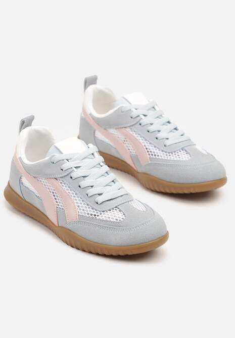 Niebieskie Sneakersy Tenisówki z Geometrycznym Motywem Amotheira 5