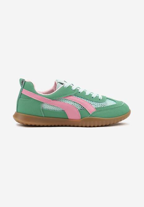 Zielone Sneakersy Tenisówki z Geometrycznym Motywem Amotheira 4