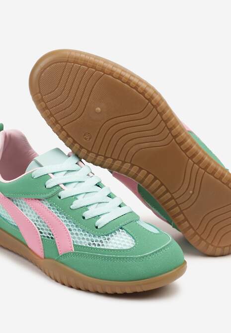 Zielone Sneakersy Tenisówki z Geometrycznym Motywem Amotheira 6