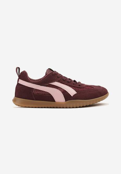 Bordowe Sneakersy Tenisówki z Geometrycznym Motywem Amotheira 4