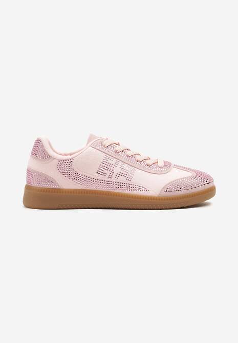 Różowe Sneakersy Tenisówki Ozdobione Cyrkoniami Amoiona 4