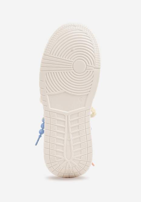 Beżowe Sneakersy na Platformie z Koralikami Amovanna 7