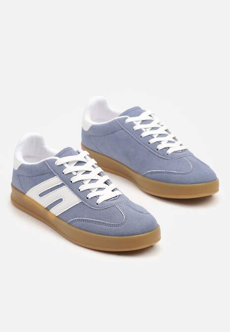 Niebieskie Sneakersy Kultowe Tenisówki Zdobione Przeszyciami Eveltewia 5