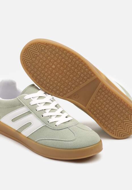 Jasnozielone Sneakersy Kultowe Tenisówki Zdobione Przeszyciami Eveltewia 6
