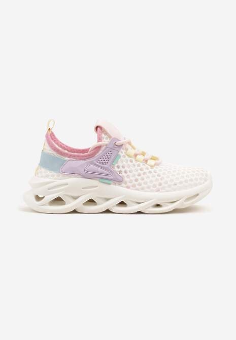 Biało-Fioletowe Buty Sportowe Sneakersy na Platformie Ozdobionej Tłoczeniem Teliriella 4
