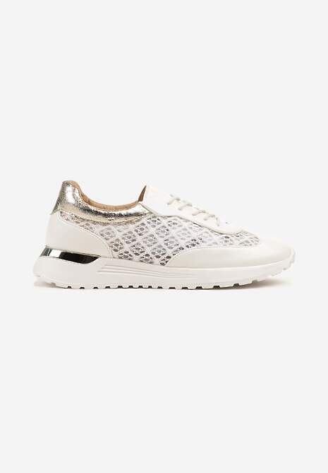 Białe Sneakersy z Ażurowym Zdobieniem i Metalicznymi Wstawkami Sesovienna 4