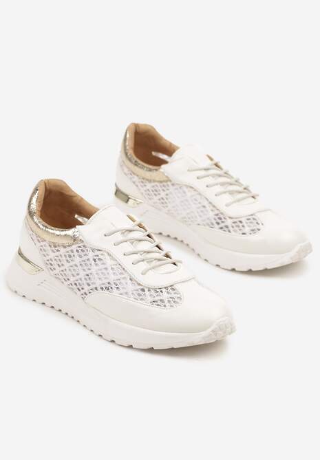Białe Sneakersy z Ażurowym Zdobieniem i Metalicznymi Wstawkami Sesovienna 5