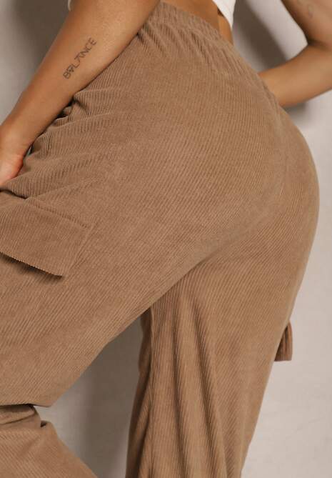 Brązowe Spodnie Typu Cargo High Waist Worseli 5