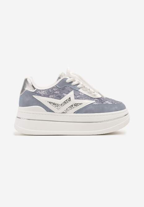 Niebieskie Sneakersy na Platformie Ozdobione Gwiazdą Norlevi 4