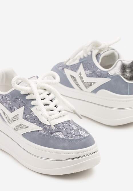 Niebieskie Sneakersy na Platformie Ozdobione Gwiazdą Norlevi 6