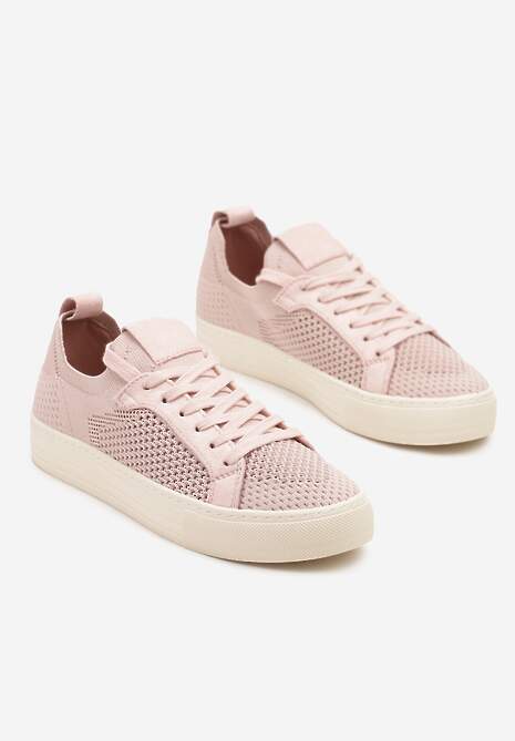 Różowe Siateczkowe Sneakersy Ozdobione Metaliczną Nicią Nimiarene 5
