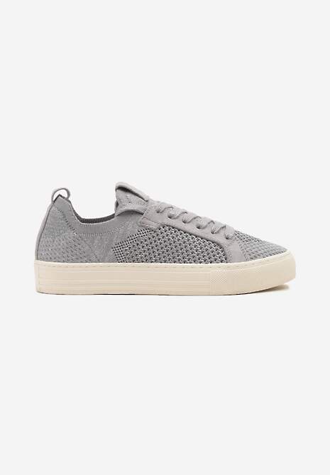 Srebrne Siateczkowe Sneakersy Ozdobione Metaliczną Nicią Nimiarene 4