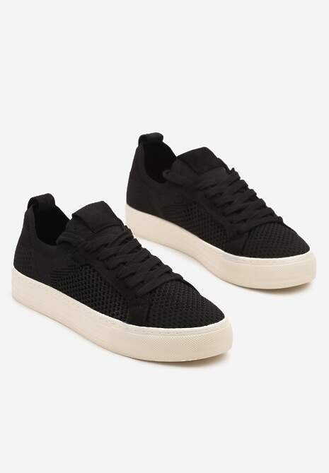 Czarne Siateczkowe Sneakersy Ozdobione Metaliczną Nicią Nimiarene 5
