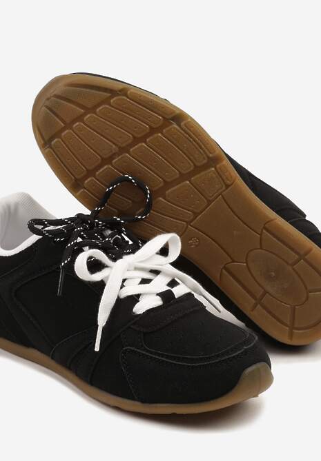 Czarne Sneakersy Ozdobione Przeszyciami i Podwójnym Sznurowaniem Telisaria 6