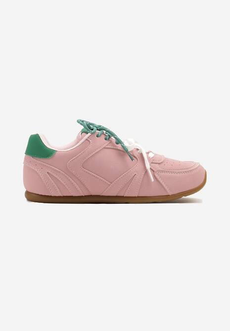 Różowe Sneakersy Ozdobione Przeszyciami i Podwójnym Sznurowaniem Telisaria 4