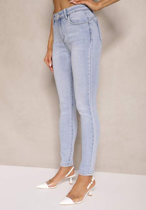 Niebieskie Skinny Jeansy z Bawełną i Efektem Push Up Nusindrel 4