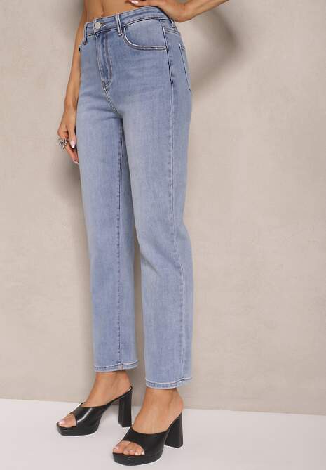 Niebieskie Jeansy z Bawełną High Waist Azrivas 4