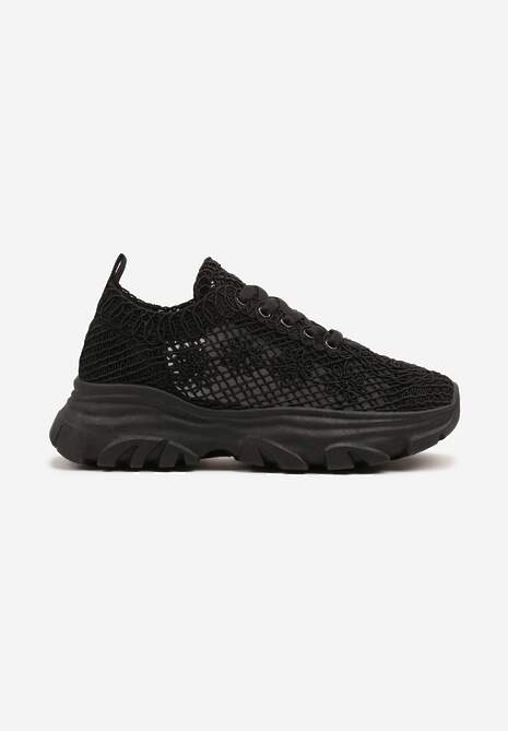 Czarne Sneakersy Ozdobione Siateczką Toliselle 4