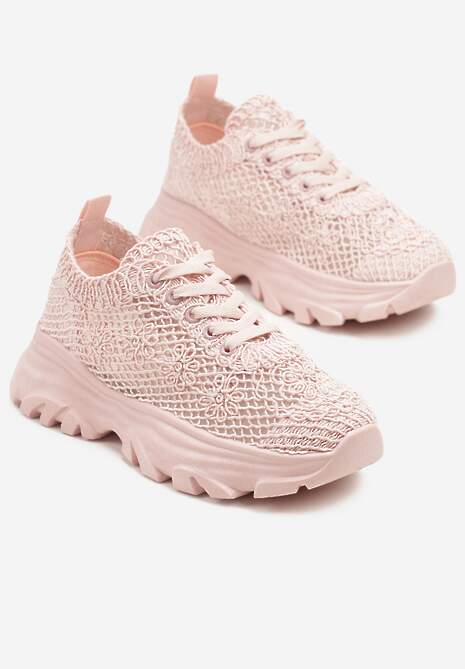 Różowe Sneakersy Ozdobione Siateczką Toliselle 5