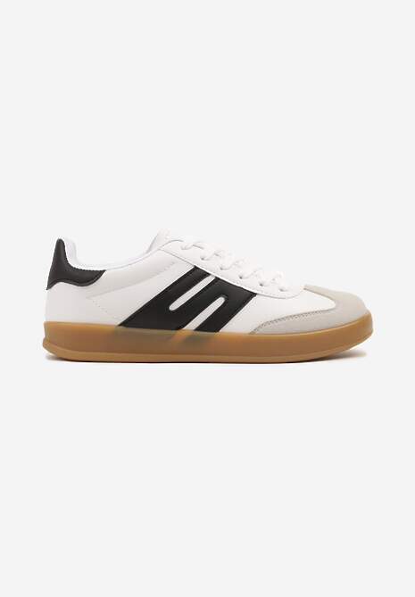Biało-Czarne Sneakersy Kultowe Tenisówki Zdobione Przeszyciami Eveltewia 4