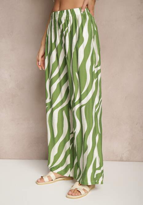 Pantaloni Lisamelia Verde cu alb 4