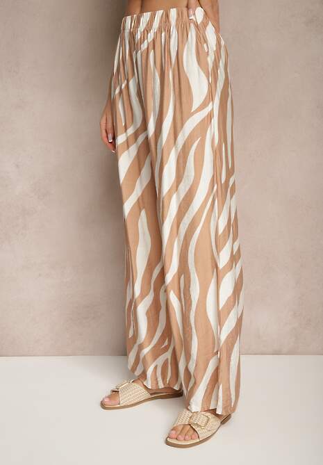 Pantaloni Lisamelia Bej cu alb 4