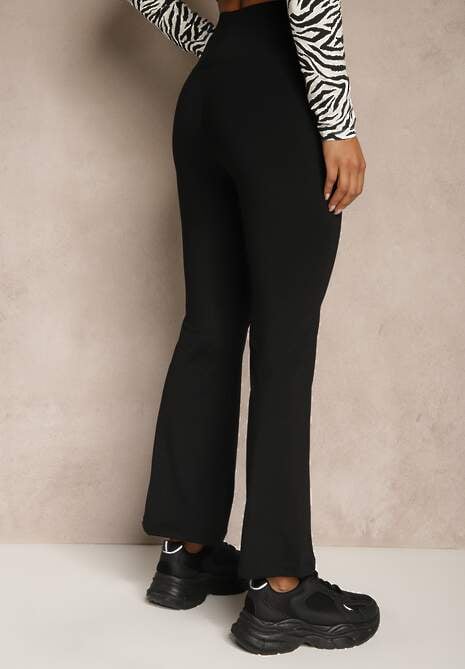 Czarne Legginsy High Waist o Fasonie Flare Nallirea 4