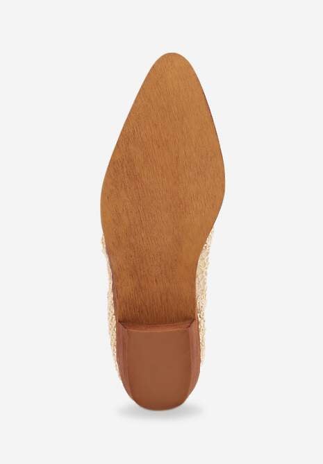 Jasnobeżowe Botki Kowbojki na Stożku ze Skórzaną Wkładką i Siateczkową Cholewką Frolozi 7