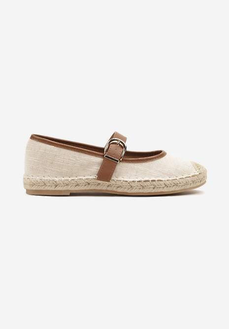 Brązowo-Beżowe Espadryle na Podeszwie z Plecionki z Paskiem ze Sprzączką Ridimiria 4