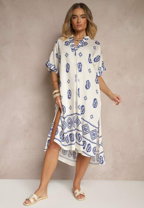 Rochie Virbia Albastră cu crem 4