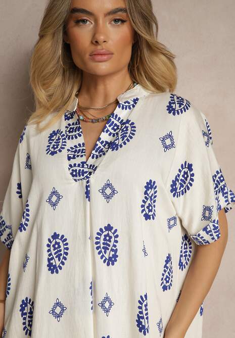 Rochie Virbia Albastră cu crem 5
