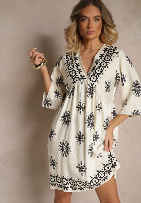 Rochie Daviloria Neagră cu crem 4
