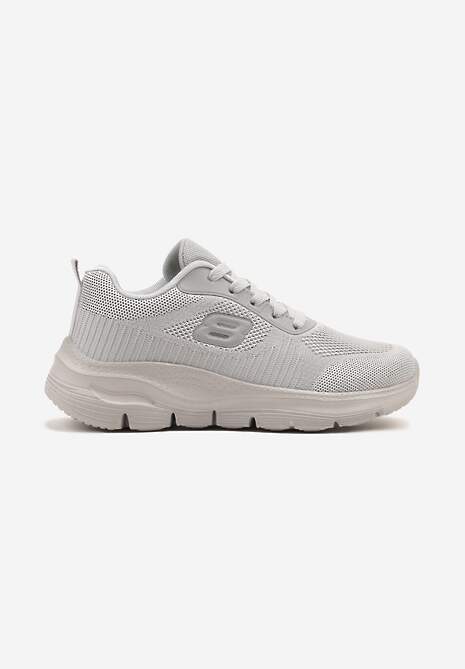 Szare Siateczkowe Buty Sportowe Sneakersy na Piankowej Podeszwie Zdobione Aplikacją Sonessa 4