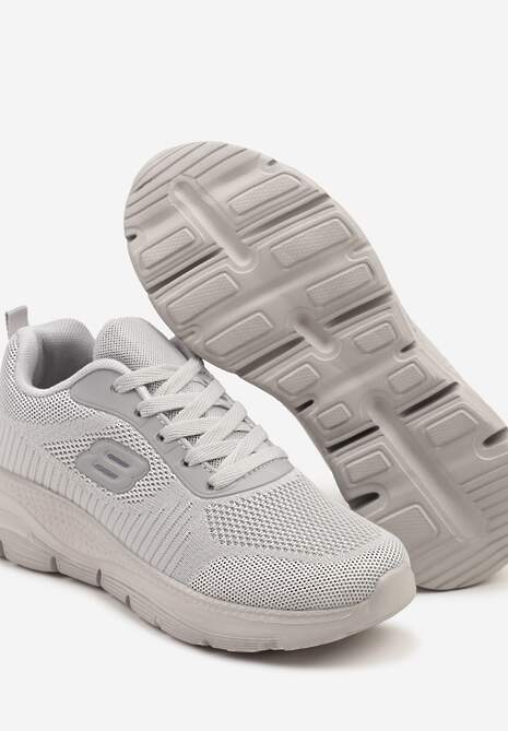 Szare Siateczkowe Buty Sportowe Sneakersy na Piankowej Podeszwie Zdobione Aplikacją Sonessa 6