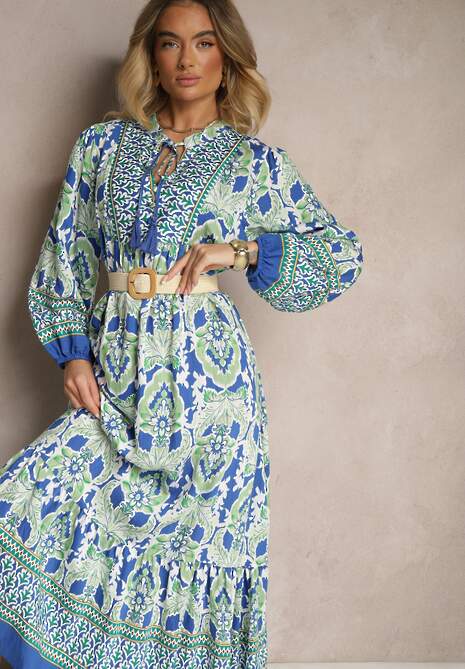 Rochie Ridira Albastră cu verde 4