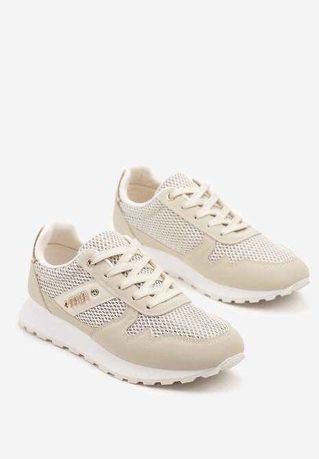 Beżowe Sneakersy z Ozdobnymi Cyrkoniami Adisona 5
