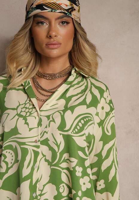 Zielona Koszula Oversize w Kwiatowy Print Boinea 5