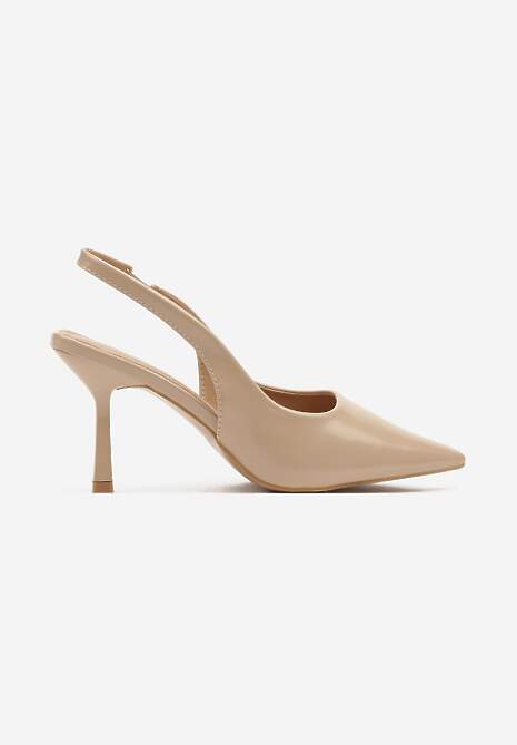Beżowe Sandały na Szpilce Slingback Falithra 4
