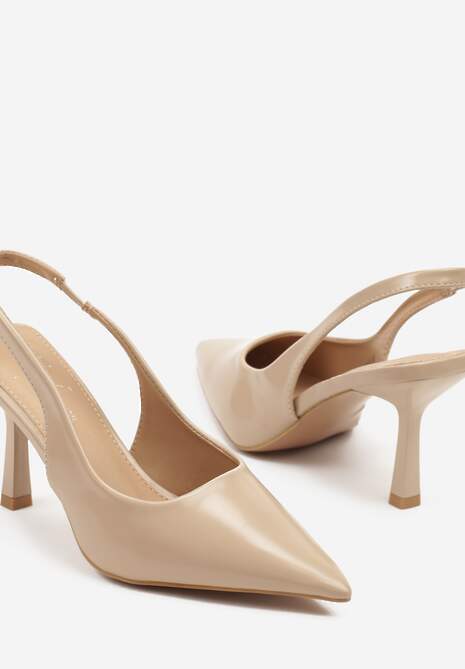 Beżowe Sandały na Szpilce Slingback Falithra 6