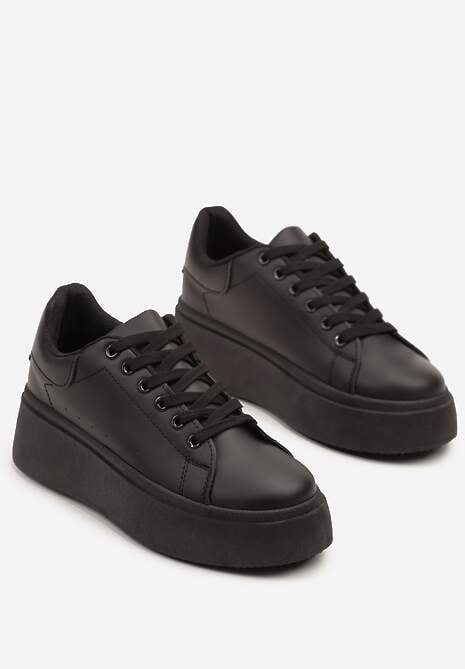 Czarne Basicowe Sneakersy na Platformie Jorvisa 5