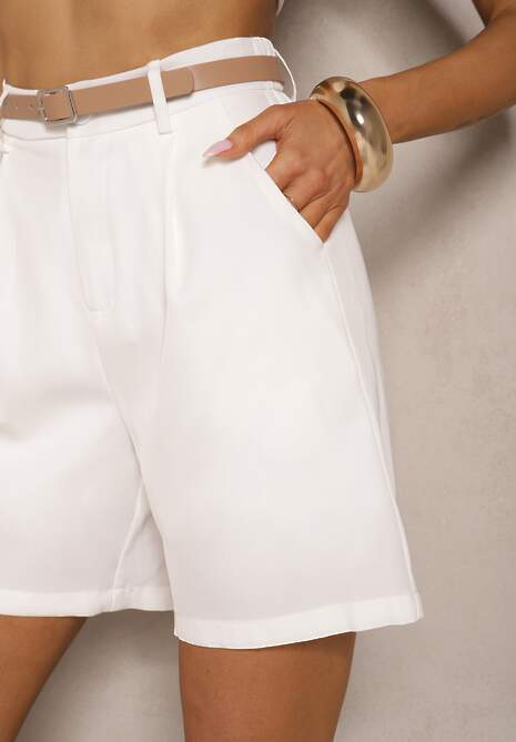 Jasnobeżowe Szorty z Wiskozą w Eleganckim Stylu z Paskiem Relemira 5