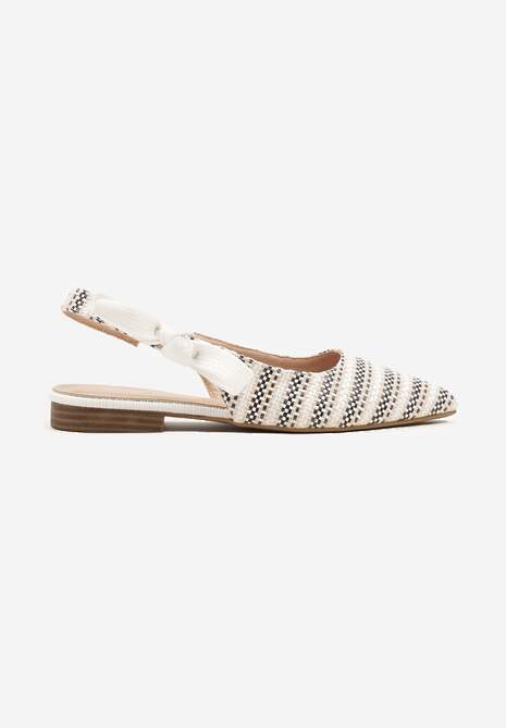 Białe Sandały Slingback z Tweedowymi Zdobieniami Calritis 4