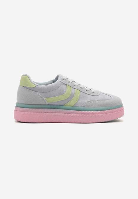 Niebiesko-Różowe Sneakersy Typu Kultowe Tenisówki na Niskiej Platformie Olritia 4