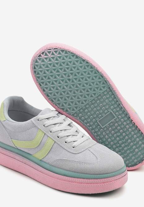 Niebiesko-Różowe Sneakersy Typu Kultowe Tenisówki na Niskiej Platformie Olritia 6