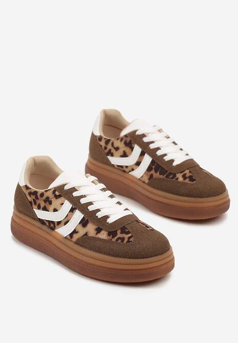 Panterkowe Sneakersy Typu Kultowe Tenisówki na Niskiej Platformie Olritia 5