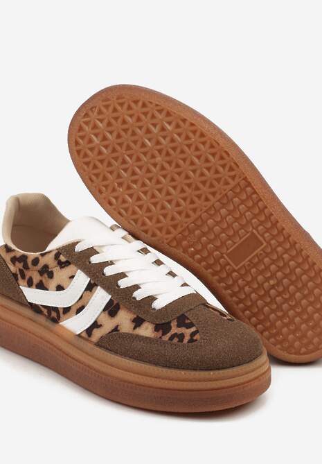 Panterkowe Sneakersy Typu Kultowe Tenisówki na Niskiej Platformie Olritia 6